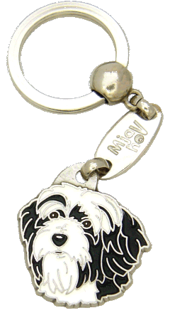 TIBETAN TERRIER BLACK AND WHITE <br> (keyring, engraving included)